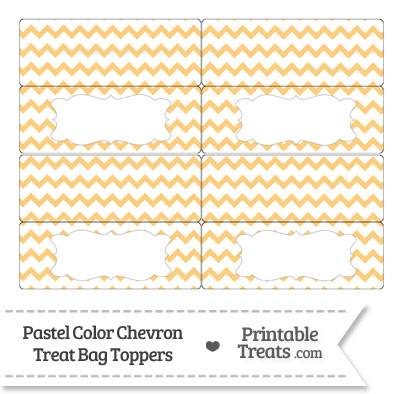 Pastel Light Orange Chevron Treat Bag Toppers from PrintableTreats.com
