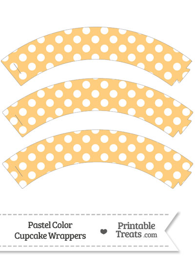 Pastel Light Orange Polka Dot Cupcake Wrappers from PrintableTreats.com