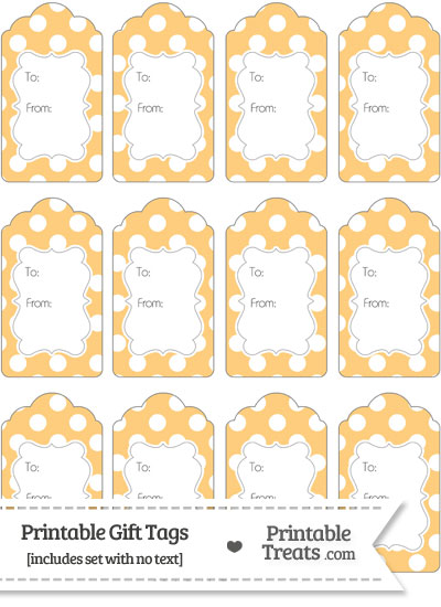 Pastel Light Orange Polka Dot Gift Tags from PrintableTreats.com