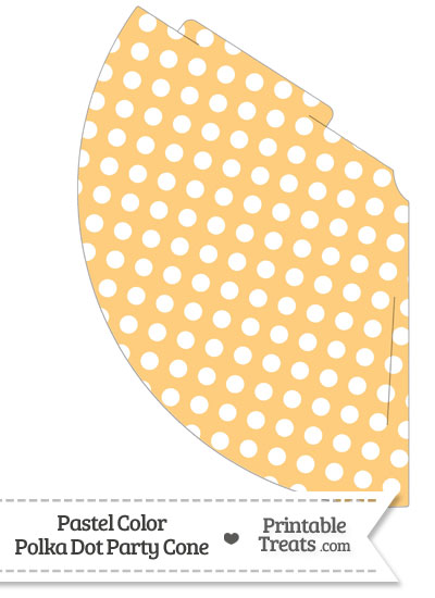 Pastel Light Orange Polka Dot Party Cone from PrintableTreats.com