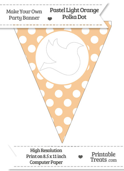 Pastel Light Orange Polka Dot Pennant Flag with Dove Facing Right Download from PrintableTreats.com