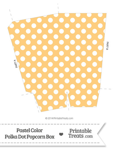 Pastel Light Orange Polka Dot Popcorn Box from PrintableTreats.com