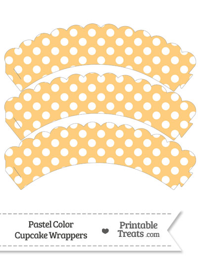 Pastel Light Orange Polka Dot Scalloped Cupcake Wrappers from PrintableTreats.com