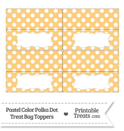 Pastel Light Orange Polka Dot Treat Bag Toppers from PrintableTreats.com