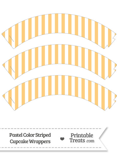 Pastel Light Orange Striped Cupcake Wrappers from PrintableTreats.com