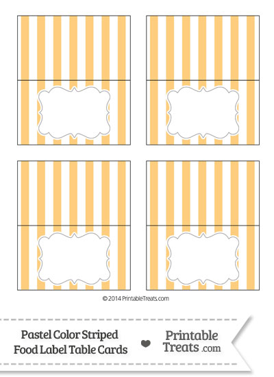 Pastel Light Orange Striped Food Labels from PrintableTreats.com