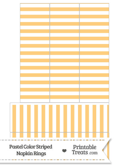 Pastel Light Orange Striped Napkin Rings from PrintableTreats.com