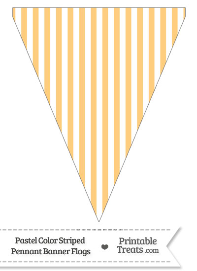 Pastel Light Orange Striped Pennant Banner Flag from PrintableTreats.com