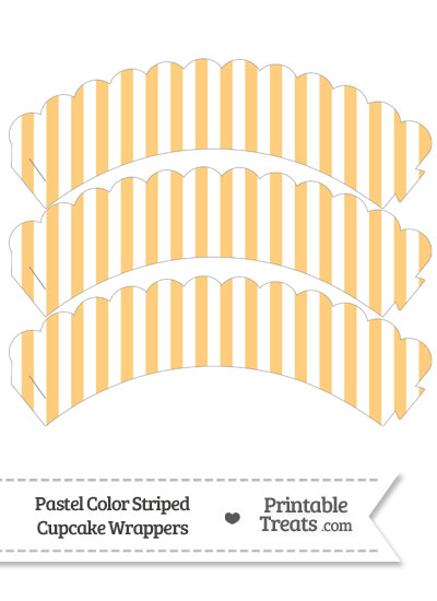 Pastel Light Orange Striped Scalloped Cupcake Wrappers from PrintableTreats.com