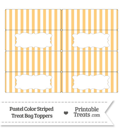 Pastel Light Orange Striped Treat Bag Toppers from PrintableTreats.com
