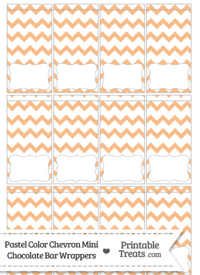 Pastel Orange Chevron Mini Chocolate Bar Wrappers from PrintableTreats.com