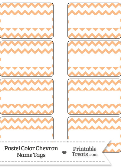 Pastel Orange Chevron Name Tags from PrintableTreats.com