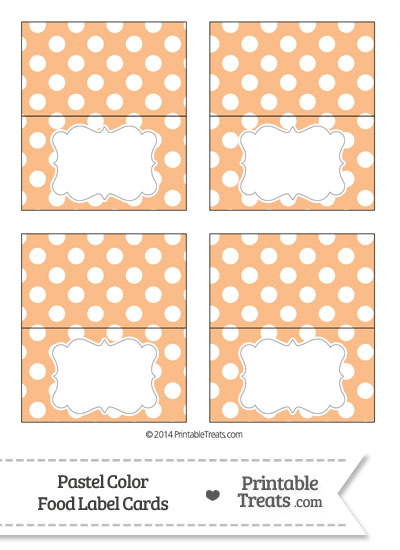 Pastel Orange Polka Dot Food Labels from PrintableTreats.com