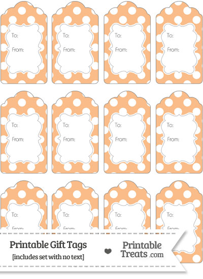 Pastel Orange Polka Dot Gift Tags from PrintableTreats.com