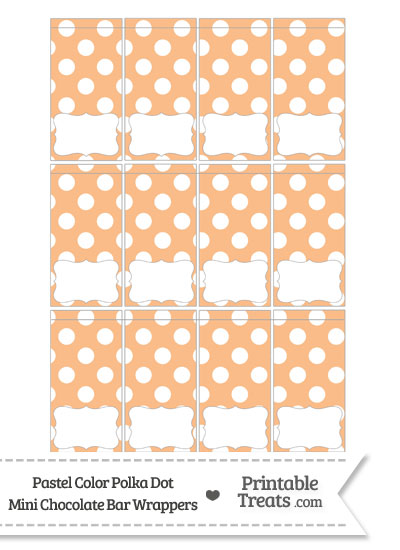 Pastel Orange Polka Dot Mini Chocolate Bar Wrappers from PrintableTreats.com