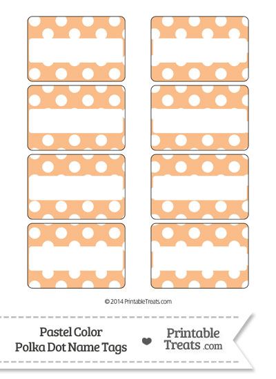 Pastel Orange Polka Dot Name Tags from PrintableTreats.com