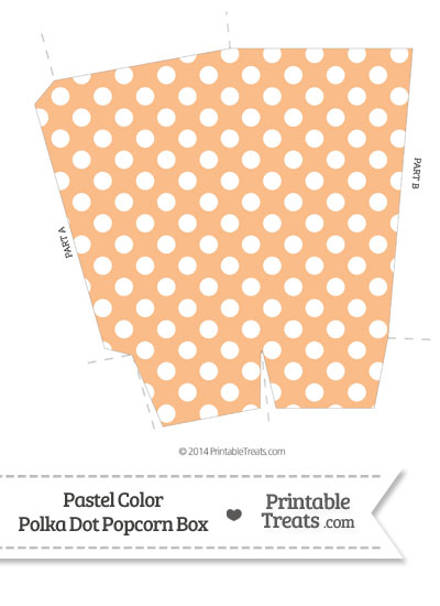 Pastel Orange Polka Dot Popcorn Box from PrintableTreats.com