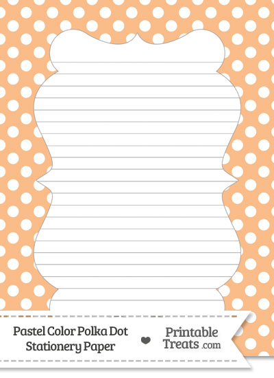 Pastel Orange Polka Dot Stationery Paper from PrintableTreats.com