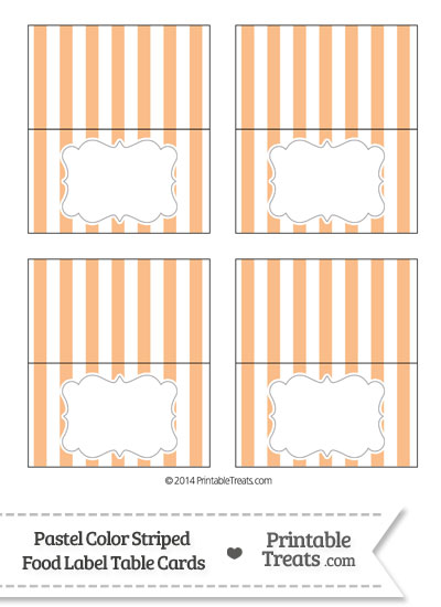 Pastel Orange Striped Food Labels from PrintableTreats.com