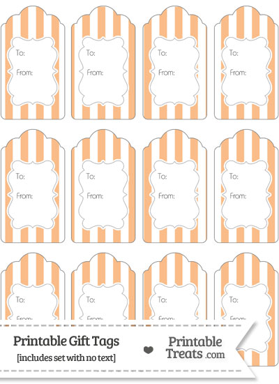 Pastel Orange Striped Gift Tags from PrintableTreats.com