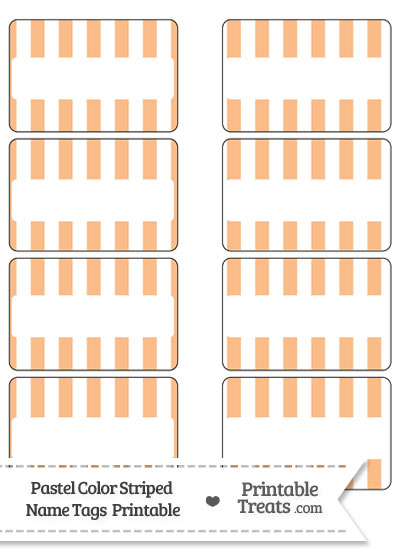 Pastel Orange Striped Name Tags from PrintableTreats.com