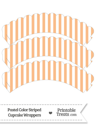 Pastel Orange Striped Scalloped Cupcake Wrappers from PrintableTreats.com
