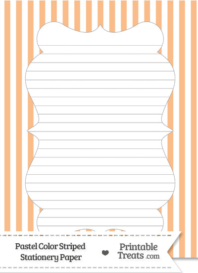 Pastel Orange Striped Stationery Paper from PrintableTreats.com