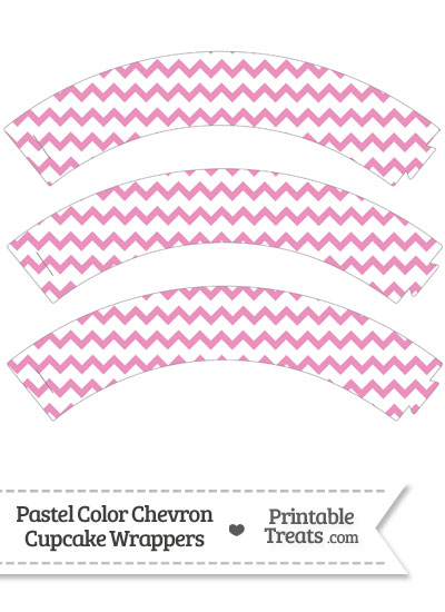 Pastel Pink Chevron Cupcake Wrappers from PrintableTreats.com
