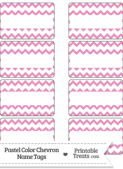 Pastel Pink Chevron Name Tags from PrintableTreats.com