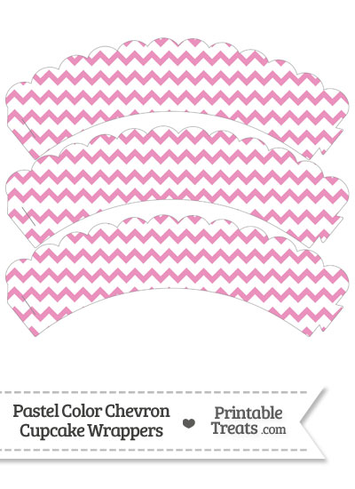 Pastel Pink Chevron Scalloped Cupcake Wrappers from PrintableTreats.com