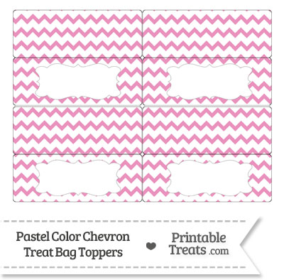 Pastel Pink Chevron Treat Bag Toppers from PrintableTreats.com