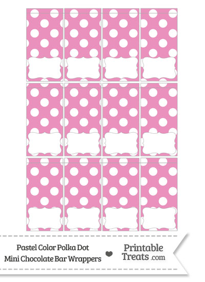 Pastel Pink Polka Dot Mini Chocolate Bar Wrappers from PrintableTreats.com