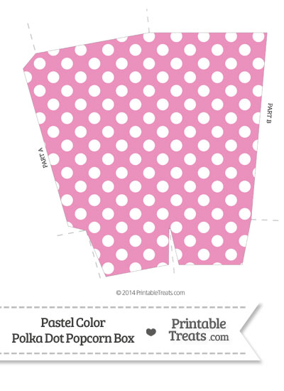 Pastel Pink Polka Dot Popcorn Box from PrintableTreats.com