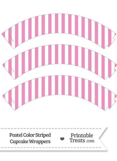 Pastel Pink Striped Cupcake Wrappers from PrintableTreats.com