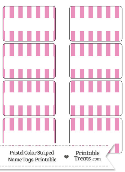 Pastel Pink Striped Name Tags from PrintableTreats.com