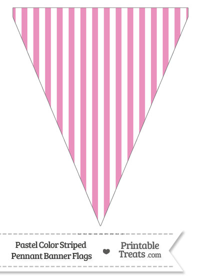 Pastel Pink Striped Pennant Banner Flag from PrintableTreats.com