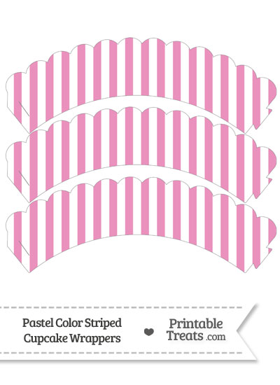 Pastel Pink Striped Scalloped Cupcake Wrappers from PrintableTreats.com