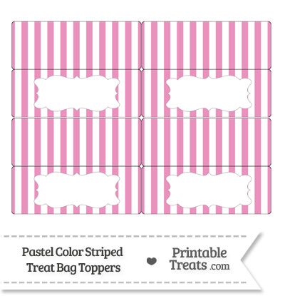 Pastel Pink Striped Treat Bag Toppers from PrintableTreats.com