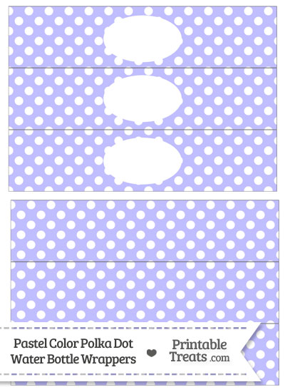 Pastel Purple Polka Dot Water Bottle Wrappers from PrintableTreats.com