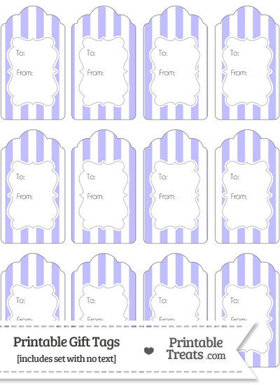 Pastel Purple Striped Gift Tags from PrintableTreats.com