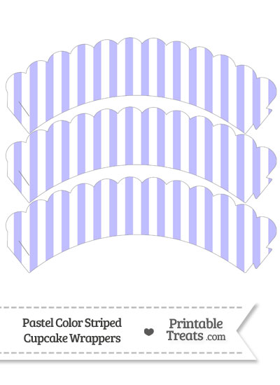 Pastel Purple Striped Scalloped Cupcake Wrappers from PrintableTreats.com