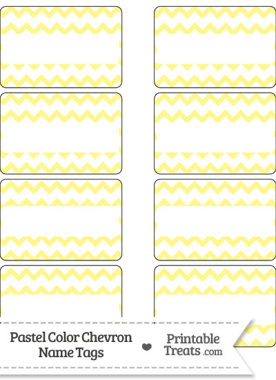 Pastel Yellow Chevron Name Tags from PrintableTreats.com
