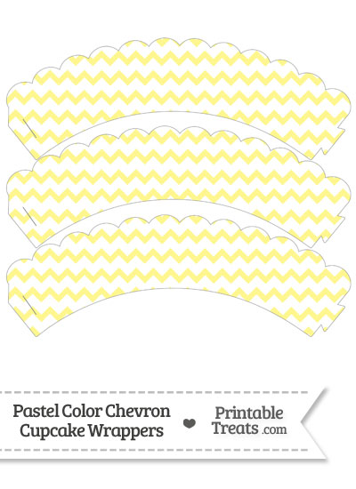 Pastel Yellow Chevron Scalloped Cupcake Wrappers from PrintableTreats.com