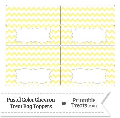 Pastel Yellow Chevron Treat Bag Toppers from PrintableTreats.com