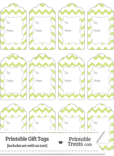 Pastel Yellow Green Chevron Gift Tags from PrintableTreats.com