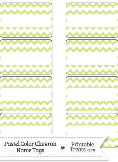 Pastel Yellow Green Chevron Name Tags from PrintableTreats.com