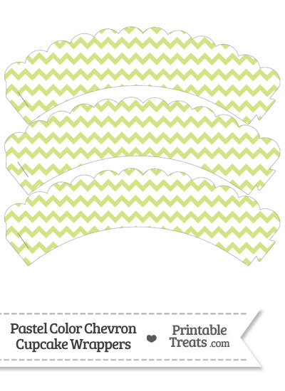 Pastel Yellow Green Chevron Scalloped Cupcake Wrappers from PrintableTreats.com
