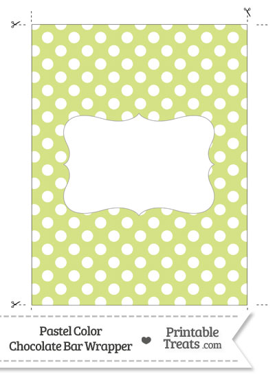 Pastel Yellow Green Polka Dot Chocolate Bar Wrappers from PrintableTreats.com