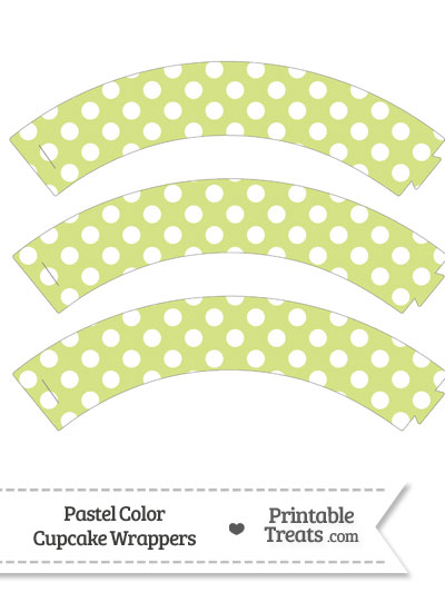 Pastel Yellow Green Polka Dot Cupcake Wrappers from PrintableTreats.com