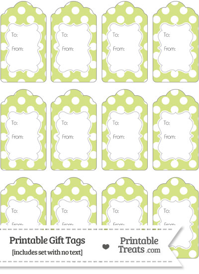 Pastel Yellow Green Polka Dot Gift Tags from PrintableTreats.com